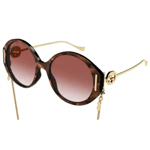 Gucci Women's Sunglasses - Full Rim Brown Plastic Round Frame | GUCCI GG1202S 004