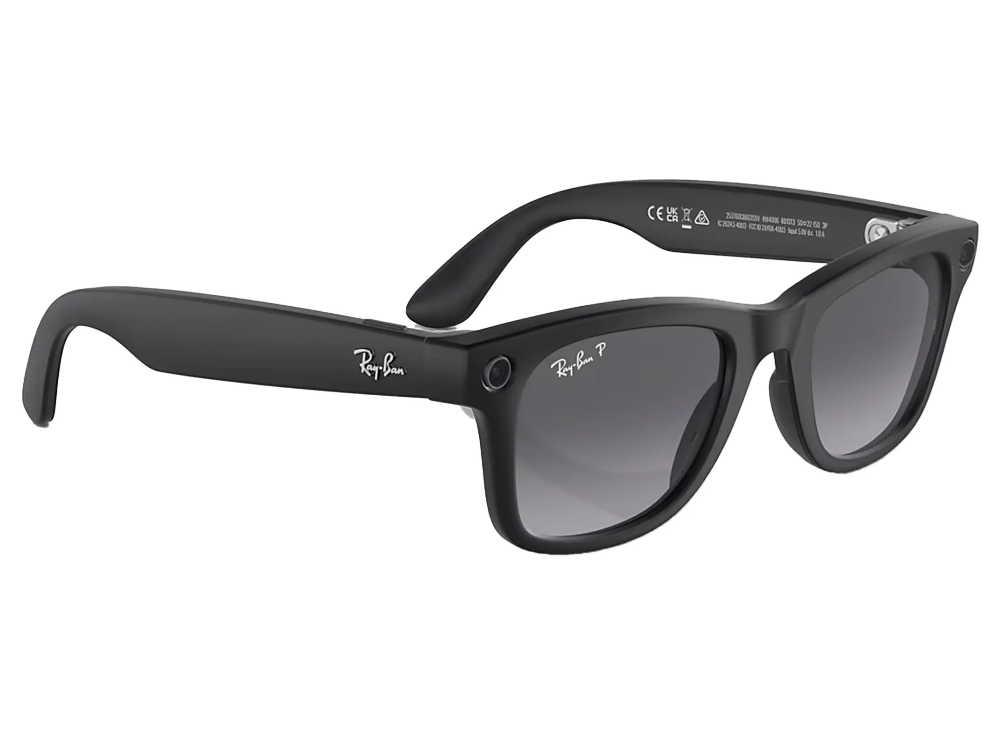 Ray-Ban Meta Wayfarer Sunglasses in Matte Black w/ Polar Gradient Graphite Lenses xld