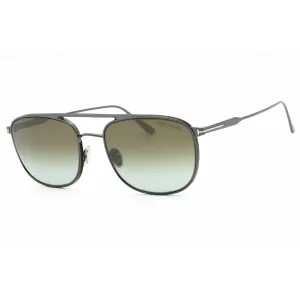 Tom Ford Men's Sunglasses - Shiny Dark Ruthenium Metal Aviator Full Rim | FT0827 12Q