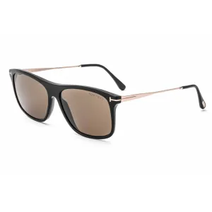 Tom Ford Women's Sunglasses - Shiny Black Acetate Square Frame Brown Lens | FT0588 01E