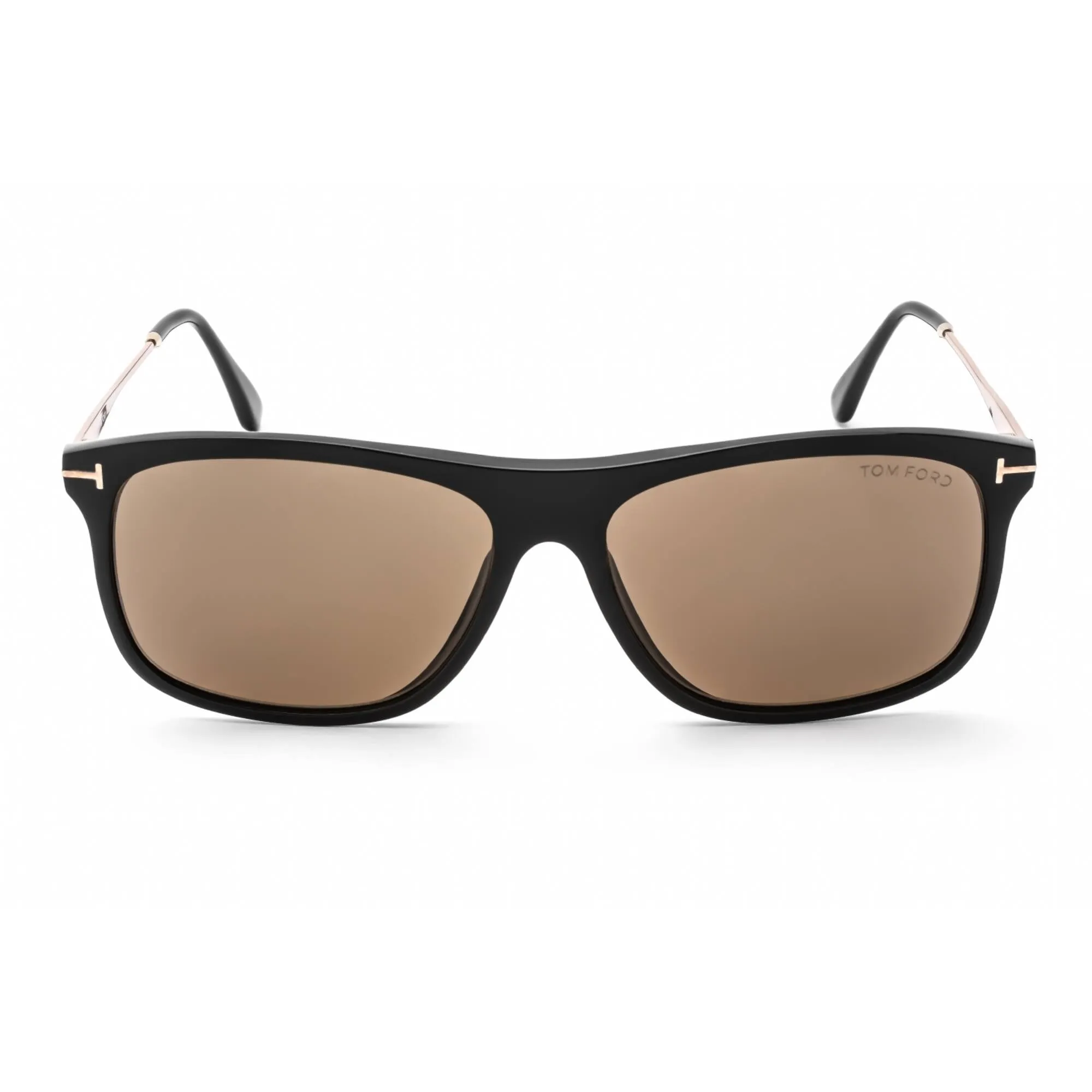 Tom Ford Women's Sunglasses - Shiny Black Acetate Square Frame Brown Lens | FT0588 01E