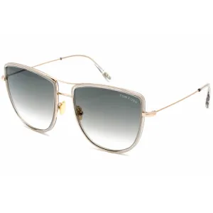 Tom Ford Women's Sunglasses - Shiny Rose Gold Metal Pilot Shape Frame | FT0759 28B