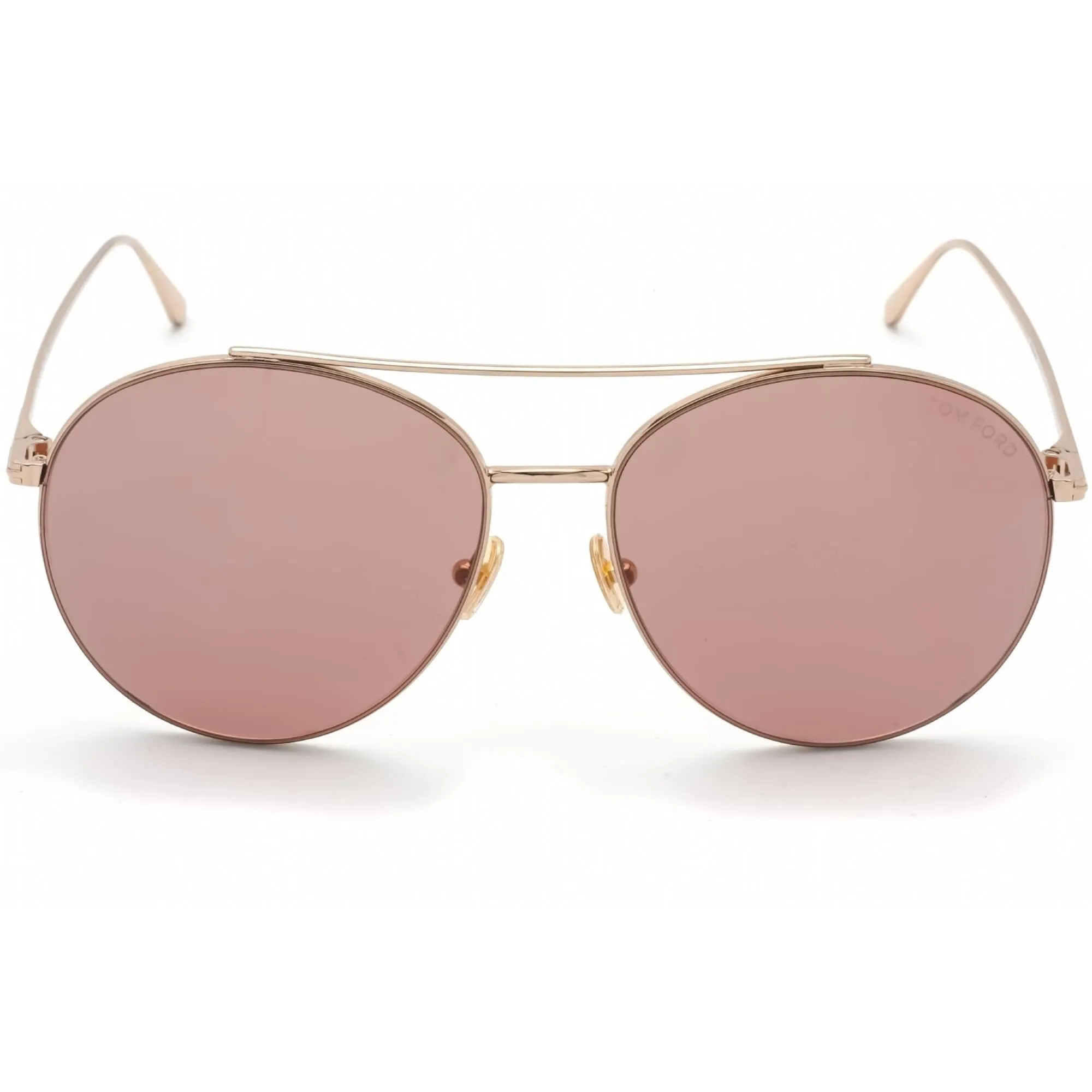 Tom Ford Women's Sunglasses - Shiny Rose Gold Round Metal Violet Lens | FT0757 28Y